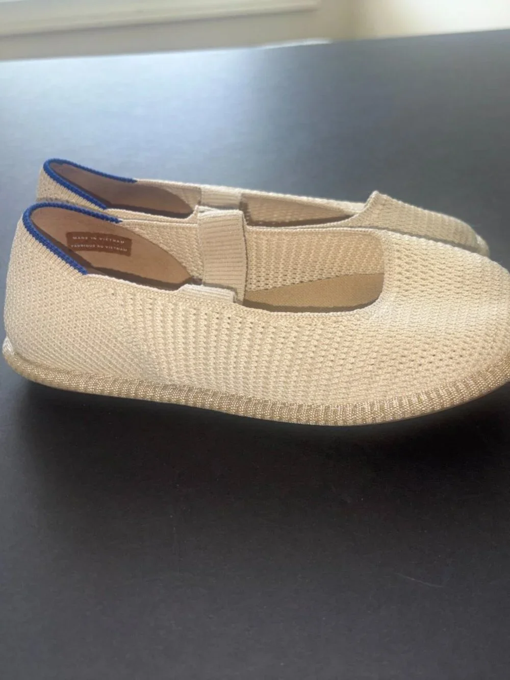 Kids' Rothy's The Mini Mary Jane in Opial-Raffia Knit Beige - size 3 - Washable!